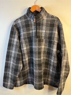 John Wayne Stock & Supply Gray Plaid Quarter-Zip Pullover Mens XXL